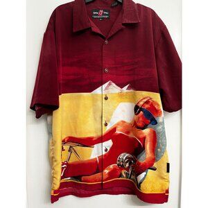 Rolling Stones Dragonfly lady on Beach button up shirt 2003 sz XL